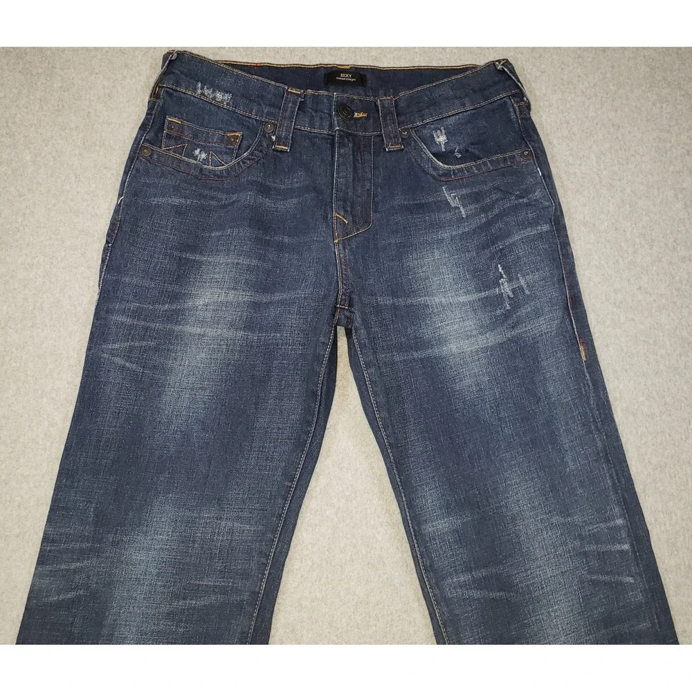 True Religion Ricky Relaxed‎ Straight Jeans Mens Dark Wash Sz 31 Waist is 33